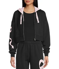 KatieJNYC Dylan Bow/Lace Coordinating Zip Up Hoodie