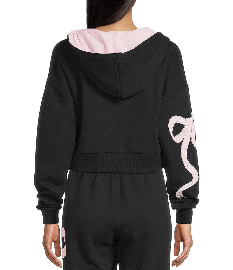 KatieJNYC Dylan Bow/Lace Coordinating Zip Up Hoodie