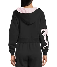 KatieJNYC Dylan Bow/Lace Coordinating Zip Up Hoodie