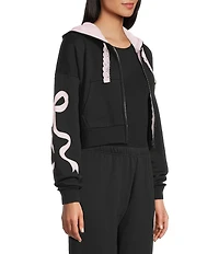 KatieJNYC Dylan Bow/Lace Coordinating Zip Up Hoodie
