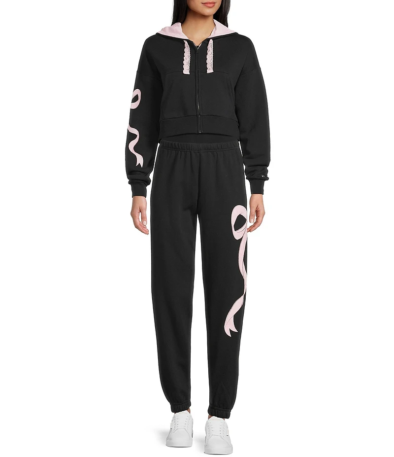 KatieJNYC Dylan Bow/Lace Coordinating Zip Up Hoodie