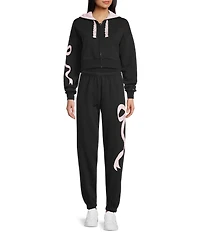 KatieJNYC Dylan Bow/Lace Coordinating Zip Up Hoodie
