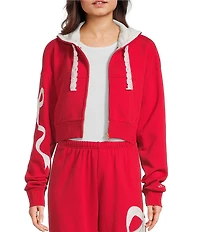 KatieJNYC Dylan Bow/Lace Coordinating Zip Up Hoodie