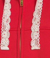 KatieJNYC Dylan Bow/Lace Coordinating Zip Up Hoodie