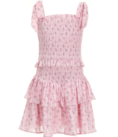 KatieJNYC Big Girls Sleeveless Emerson Ditsy Floral Tie-Shoulder Fit-And-Flare Dress