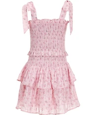 KatieJNYC Big Girls Sleeveless Emerson Ditsy Floral Tie-Shoulder Fit-And-Flare Dress