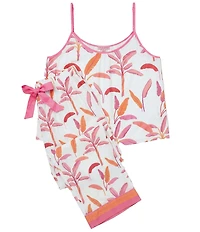 Katie Kim Woven Tropical Sleeveless Scoop Neck Long Pajama Set