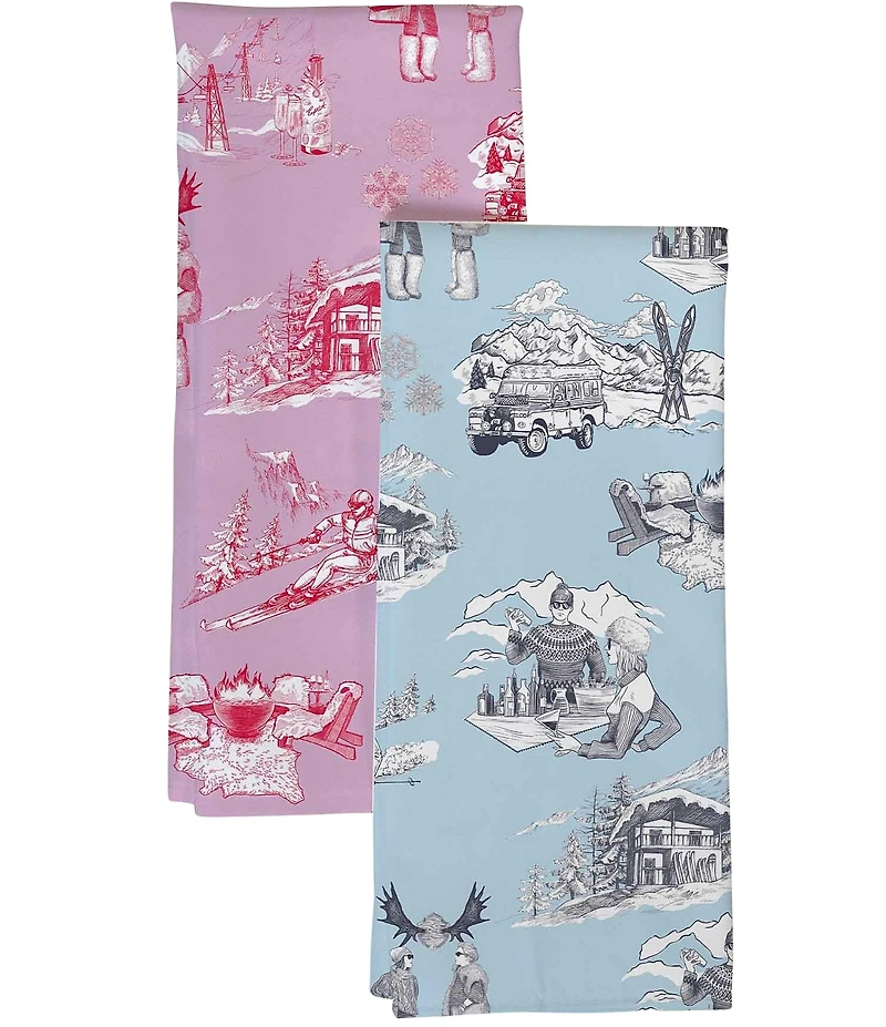 Katie Kime Apres Ski Toile Tea Towel Set