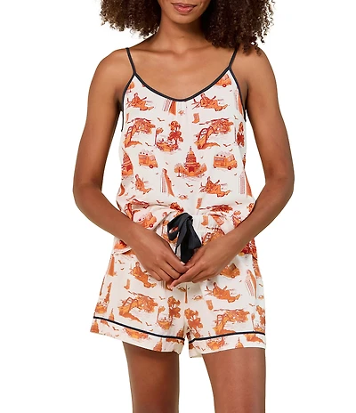 Katie Kime Austin Toile Woven Sleeveless Scoop Neck Cami & Shorty Pajama Set