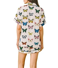 Katie Kime Butterfly Print Woven Shorty Pajama Set