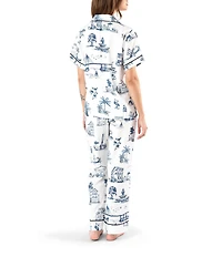 Katie Kime Charleston Toile Woven Short Sleeve Pajama Pant Set