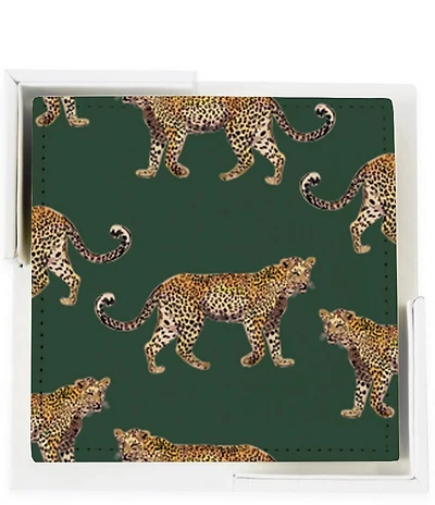 Katie Kime Cheetahs Vegan Leather Coasters, Set of 6