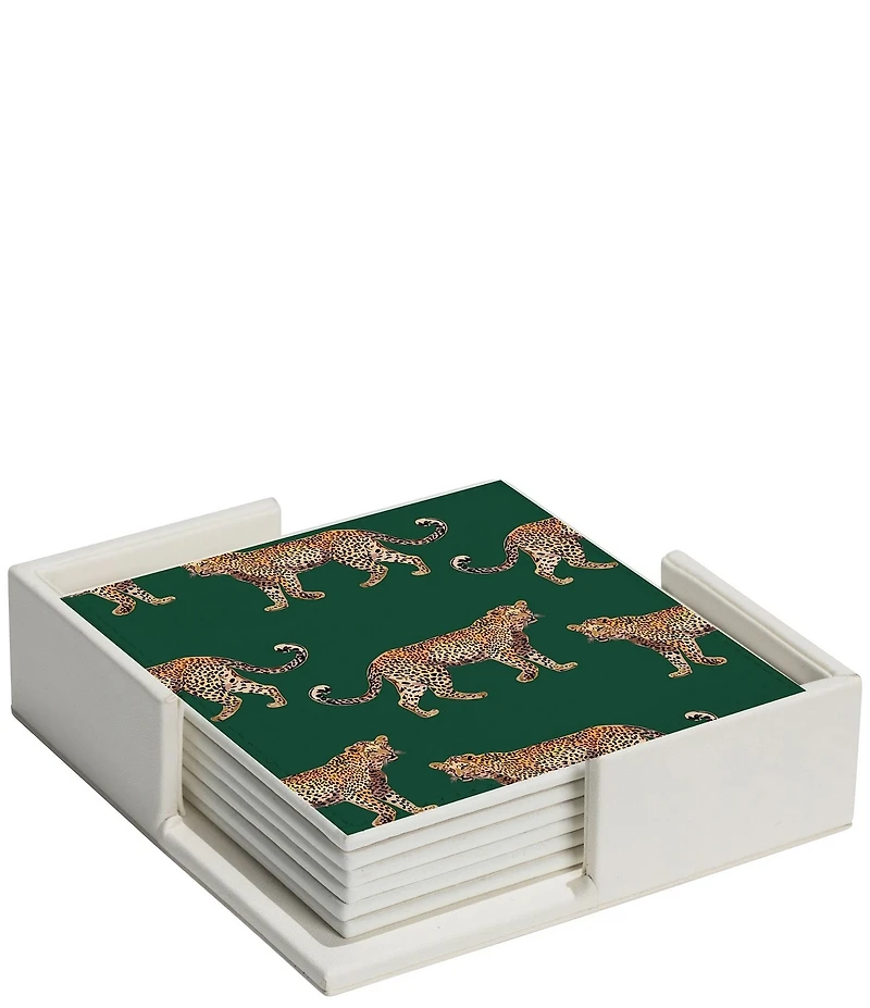Katie Kime Cheetahs Vegan Leather Coasters, Set of 6