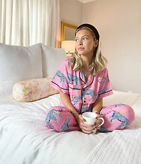 Katie Kime Cosmic Cheetah Woven Top and Pant Pajama Set