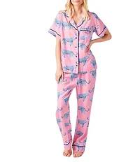 Katie Kime Cosmic Cheetah Woven Top and Pant Pajama Set