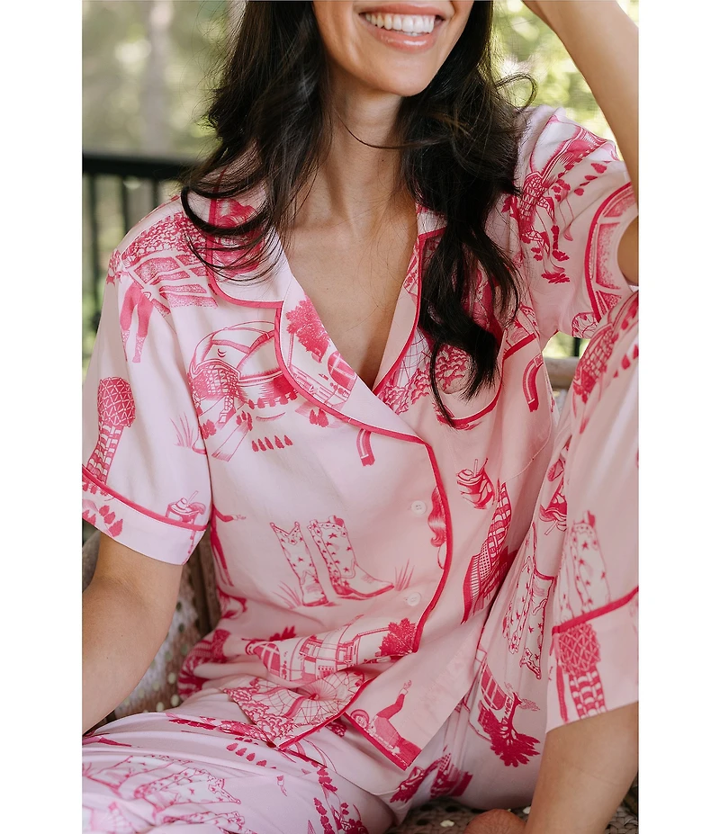 Katie Kime Dallas Toile Woven Pant Pajama Set