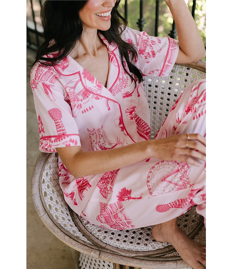 Katie Kime Dallas Toile Woven Pant Pajama Set
