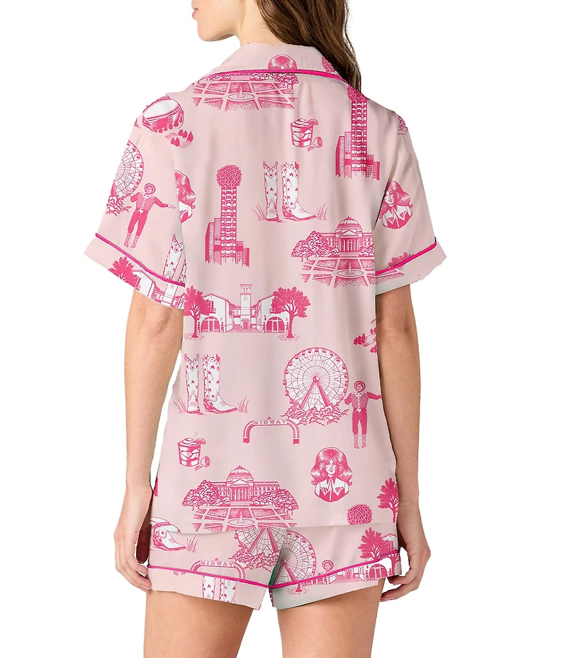 Katie Kime Dallas Toile Woven Shorty Pajama Set