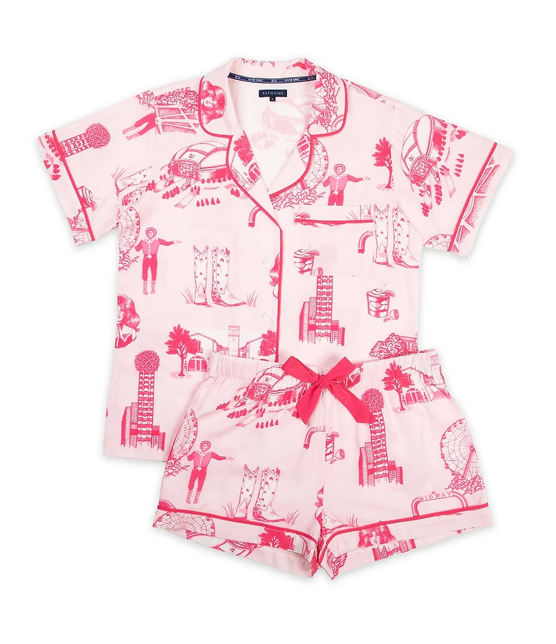 Katie Kime Dallas Toile Woven Shorty Pajama Set