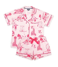 Katie Kime Dallas Toile Woven Shorty Pajama Set
