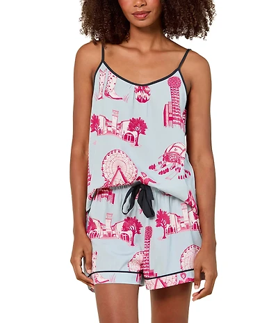 Katie Kime Dallas Toile Woven Sleeveless Scoop Neck Cami & Shorty Pajama Set