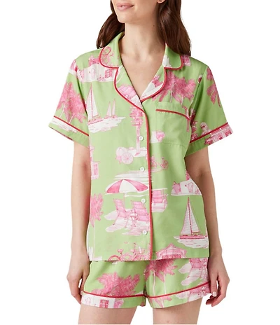 Katie Kime Florida Toile Woven Shorty Pajama Set