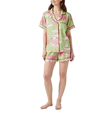 Katie Kime Florida Toile Woven Shorty Pajama Set
