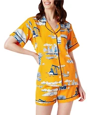 Katie Kime Houston Toile Woven Shorty Pajama Set