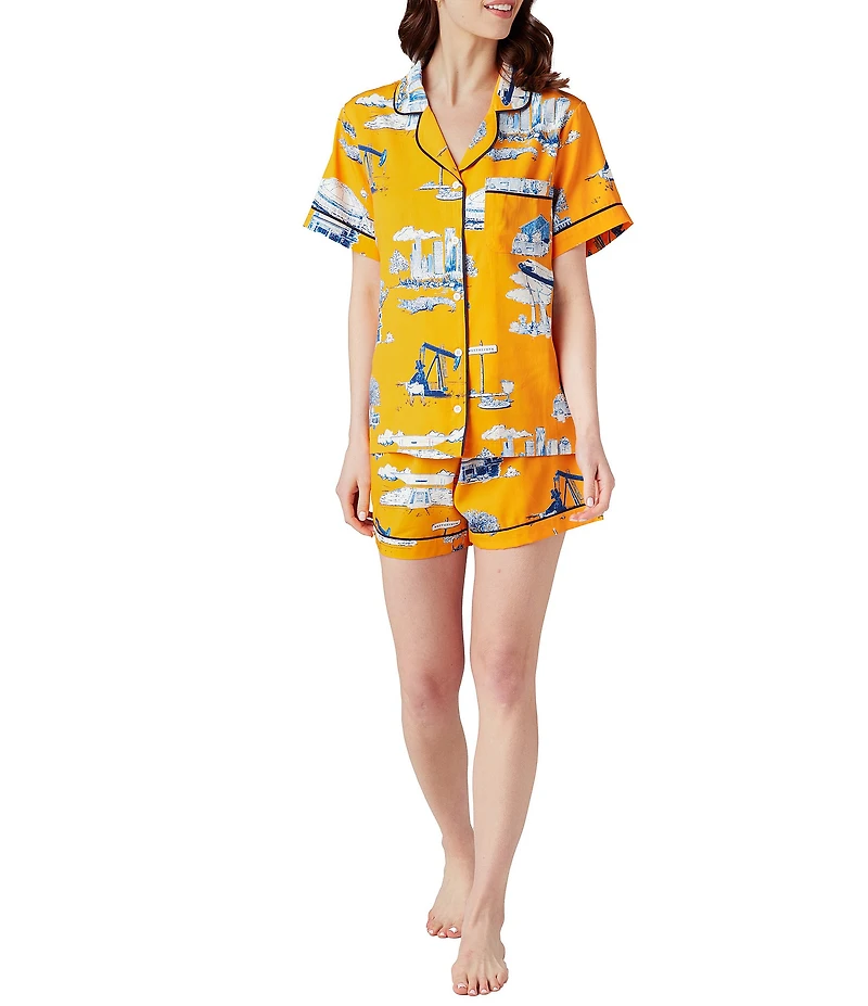 Katie Kime Houston Toile Woven Shorty Pajama Set