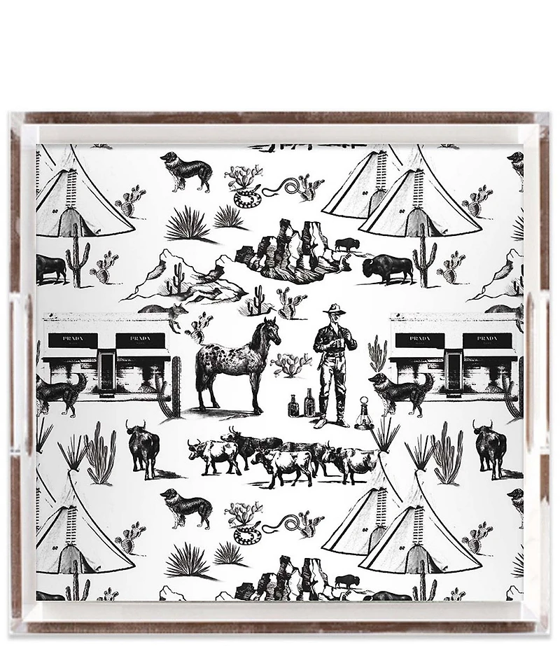 Katie Kime Marfa Toile Square Lucite Tray