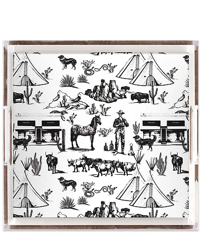 Katie Kime Marfa Toile Square Lucite Tray