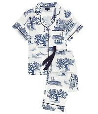 Katie Kime New Orleans Toile Woven Pajama Pant Set