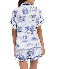 Katie Kime New Orleans Toile Woven Shorty Pajama Set