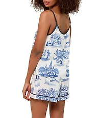 Katie Kime New Orleans Toile Woven Sleeveless Scoop Neck Cami & Shorty Pajama Set