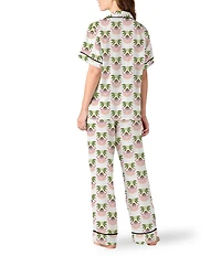 Katie Kime Summer Bouquet Woven Short Sleeve Notch Collar Pajama Pant Set