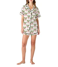 Katie Kime Summer Bouquet Woven Short Sleeve Notch Collar Shorty Pajama Set