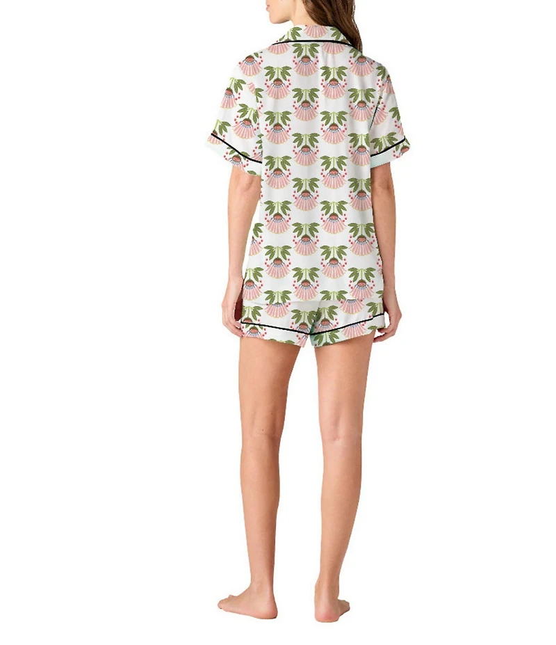 Katie Kime Summer Bouquet Woven Short Sleeve Notch Collar Shorty Pajama Set