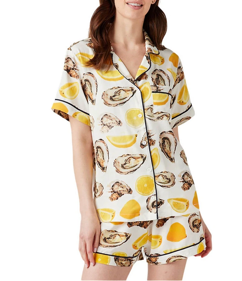 Katie Kime World Is Your Oyster Woven Shorty Pajama Set