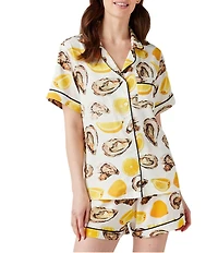 Katie Kime World Is Your Oyster Woven Shorty Pajama Set