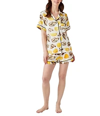 Katie Kime World Is Your Oyster Woven Shorty Pajama Set