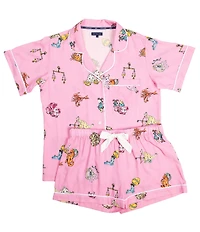 Katie Kime Woven Zodiac Print Short Sleeve Notch Collar Shorty Pajama Set