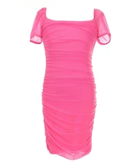 KatieJNYC Big Girls Anya Mesh Ruched Puff Sleeve Dress