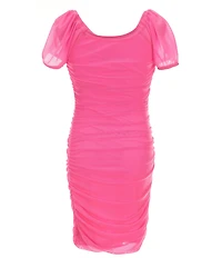 KatieJNYC Big Girls Anya Mesh Ruched Puff Sleeve Dress