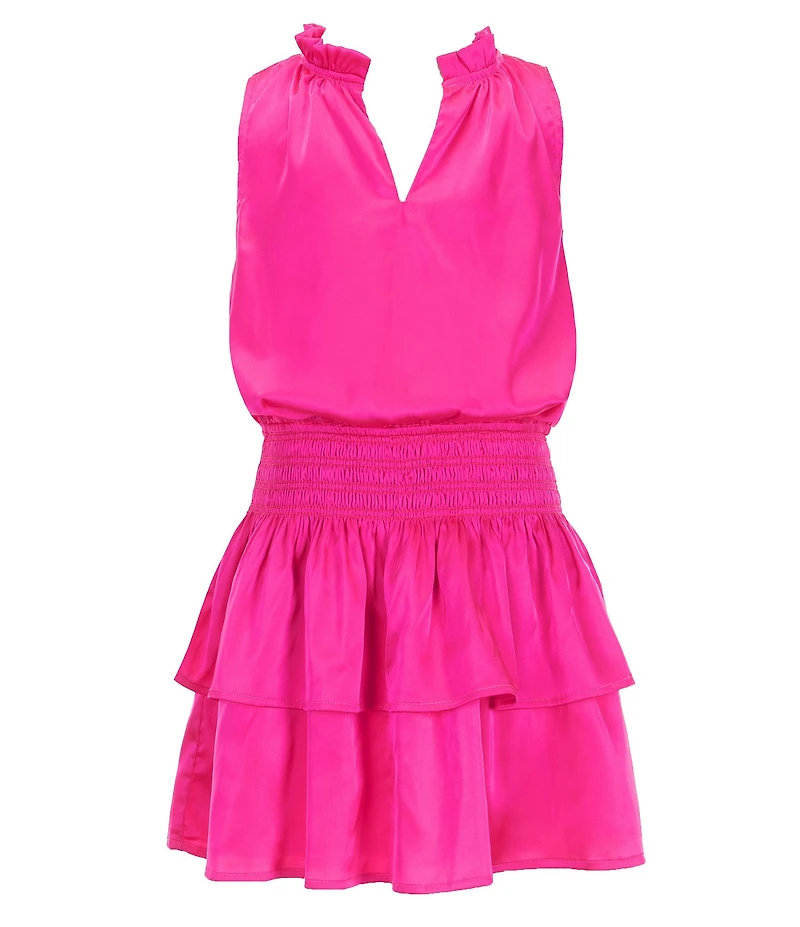 KatieJNYC Big Girls Becca Satin Two Tier Ruffle Skirt Dress