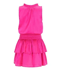 KatieJNYC Big Girls Becca Satin Two Tier Ruffle Skirt Dress