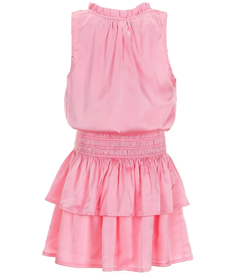 KatieJNYC Big Girls Becca Satin Two Tier Ruffle Skirt Dress