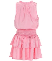 KatieJNYC Big Girls Becca Satin Two Tier Ruffle Skirt Dress
