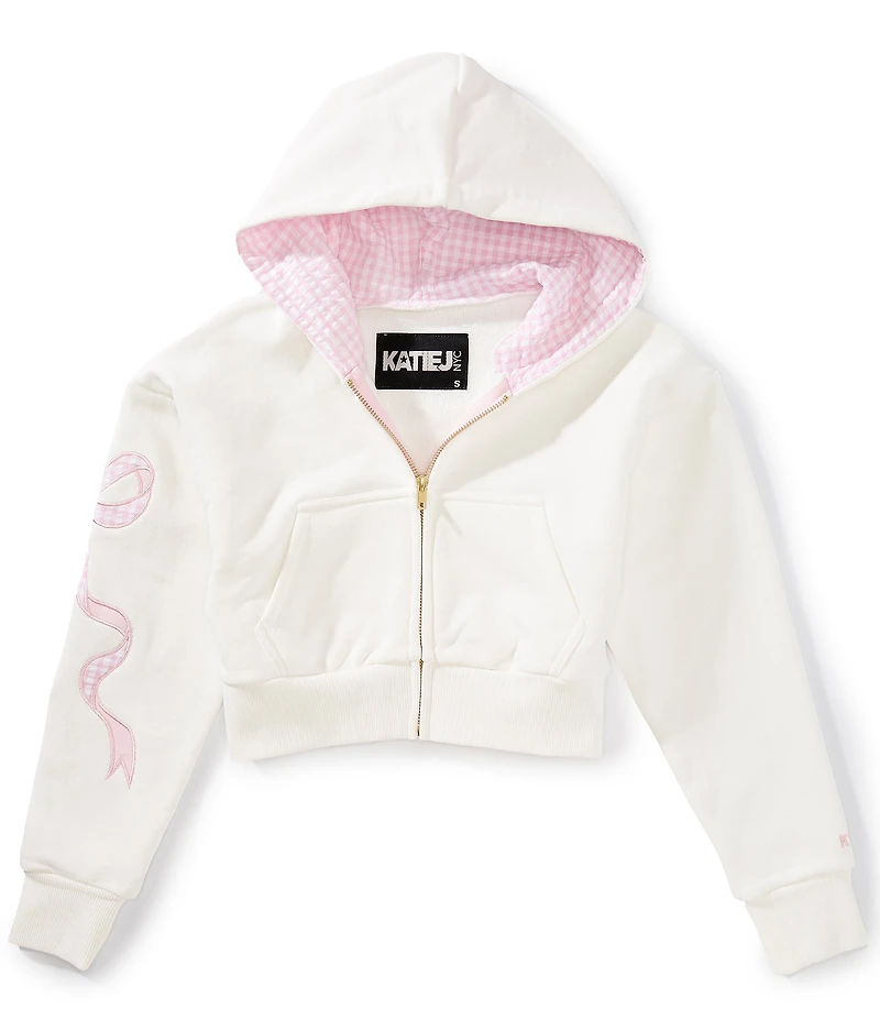 KatieJNYC Big Girls Dylan Bow Crop Zip Hoodie