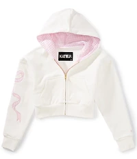 KatieJNYC Big Girls Dylan Bow Crop Zip Hoodie