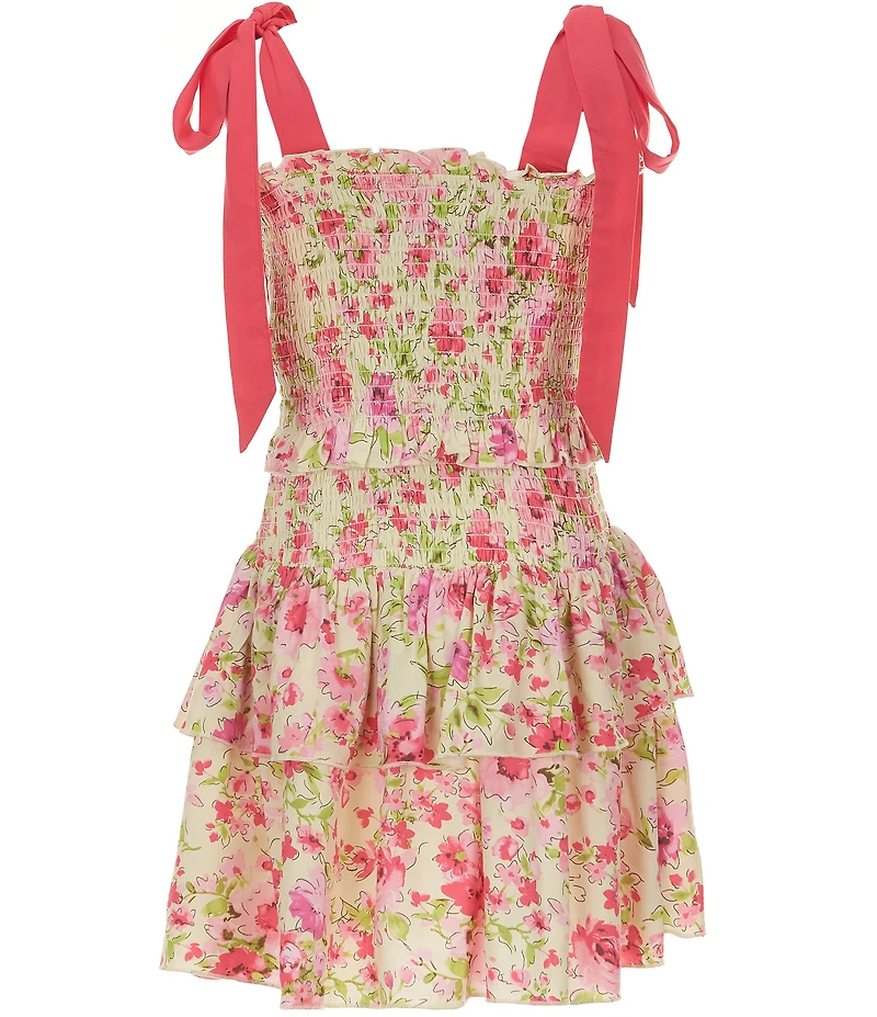 KatieJNYC Big Girls Emerson Floral Print Tie Dress